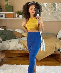 Shop Lena Jade Tanks Yellow Regina Knitted Tank