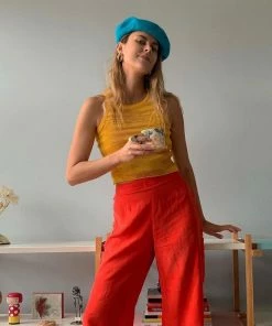 Shop Lena Jade Tanks Yellow Regina Knitted Tank