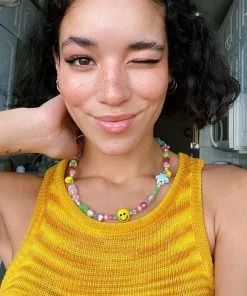 Shop Lena Jade Tanks Yellow Regina Knitted Tank