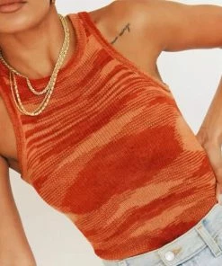Shop Lena Jade Orange Regina Knitted Tank Tanks