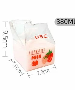 Shop Lena Jade Aesthetic Cups Strawberry Glass Milk Carton