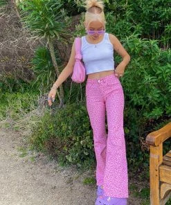 Shop Lena Jade Pink Leopard Pants