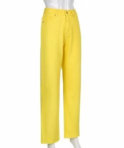 Shop Lena Jade Yellow High Waisted Jeans Pants