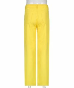 Shop Lena Jade Yellow High Waisted Jeans Pants