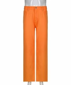 Shop Lena Jade Pants Orange High Waisted Jeans