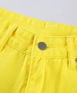 Shop Lena Jade Yellow High Waisted Jeans Pants