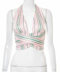Shop Lena Jade Halter Tops Stripped Halter Top