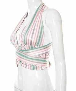 Shop Lena Jade Halter Tops Stripped Halter Top