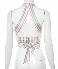 Shop Lena Jade Halter Tops Stripped Halter Top