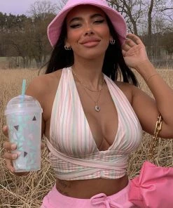 Shop Lena Jade Halter Tops Stripped Halter Top