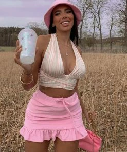 Shop Lena Jade Halter Tops Stripped Halter Top