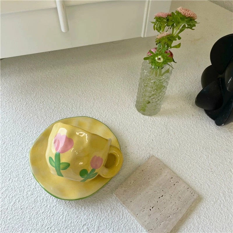 Shop Lena Jade Yellow Floral Coffee Cup Set Aesthetic Cups 5 Shop Lena Jade Yellow Floral Coffee Cup Set Aesthetic Cups