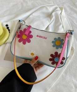 Shop Lena Jade Bags Embroidered Flower Shoulder Bag