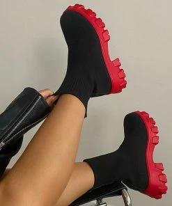 Shop Lena Jade Red Bottom Winter Day Sock Boot Shoe Shoes