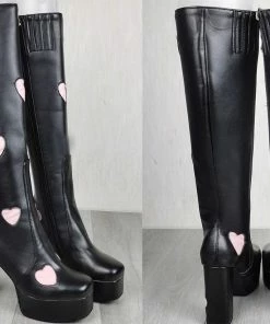 Shop Lena Jade Black And Pink Two Step Heart Boots