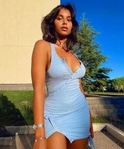 Shop Lena Jade Basic Powder Blue Dress