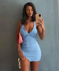 Shop Lena Jade Basic Powder Blue Dress