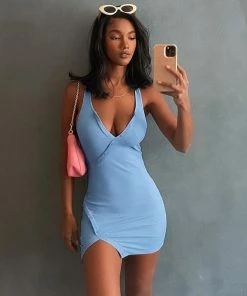 Shop Lena Jade Basic Powder Blue Dress