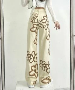 Shop Lena Jade Cream Floral Jeans Pants