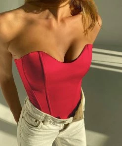 Shop Lena Jade Red Monica Satin Corset