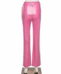 Shop Lena Jade Pink Lace Up Faux Leather Pants