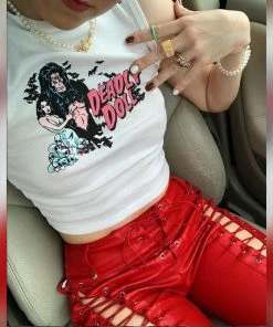 Shop Lena Jade Red Lace Up Faux Leather Pants