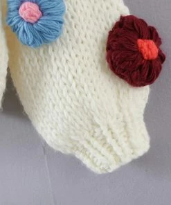 Shop Lena Jade Y2K White Flower Hand Knitted Cardigan Sweater