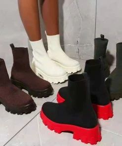 Shop Lena Jade Red Bottom Winter Day Sock Boot Shoe Shoes