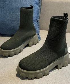 Shop Lena Jade Army Green Winter Day Sock Boot Shoe