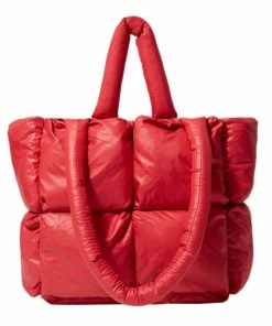 Shop Lena Jade Red That Girl Puffer Tote Bag Bags
