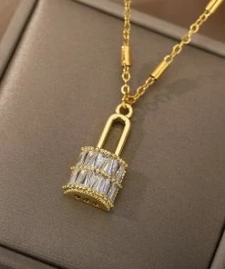 Shop Lena Jade Shine Bright Lock Necklace Necklaces