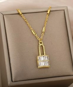 Shop Lena Jade Shine Bright Lock Necklace Necklaces