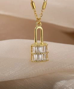 Shop Lena Jade Shine Bright Lock Necklace Necklaces 9 Shop Lena Jade Shine Bright Lock Necklace Necklaces