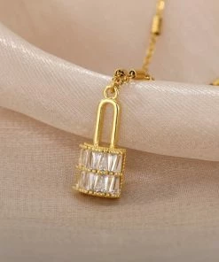 Shop Lena Jade Shine Bright Lock Necklace Necklaces 10 Shop Lena Jade Shine Bright Lock Necklace Necklaces