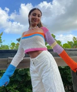 Shop Lena Jade Summer Essentials Orange Katie Crop Sweater