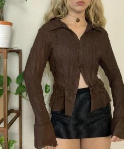 Shop Lena Jade Brown Long Sleeve Button Down