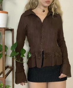 Shop Lena Jade Brown Long Sleeve Button Down