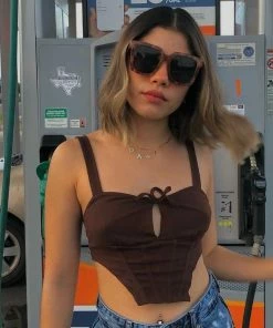 Shop Lena Jade Brown Corset Tank Top