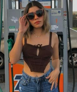 Shop Lena Jade Brown Corset Tank Top