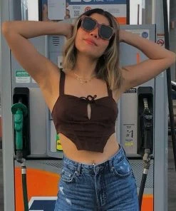 Shop Lena Jade Brown Corset Tank Top