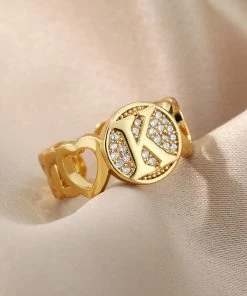 Shop Lena Jade Circle Initial Ring Rings