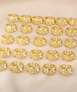 Shop Lena Jade Circle Initial Ring Rings