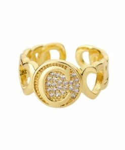 Shop Lena Jade Circle Initial Ring Rings