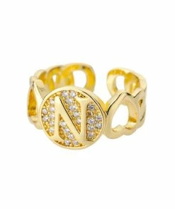 Shop Lena Jade Circle Initial Ring Rings