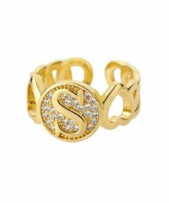 Shop Lena Jade Circle Initial Ring Rings