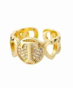 Shop Lena Jade Circle Initial Ring Rings