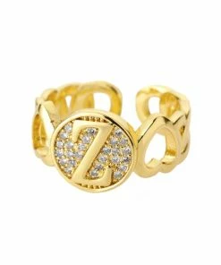 Shop Lena Jade Circle Initial Ring Rings