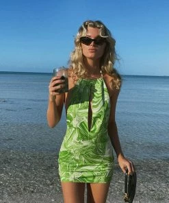 Shop Lena Jade Green Devie Halter Dress