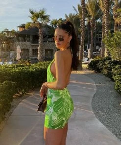 Shop Lena Jade Green Devie Halter Dress